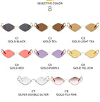 Fashion Small Polygonal Sunglasses Women Brand Metal Half Frame Glasses Ladies Hipster Sexy Cat Eye Shades Vintage Luxlife Brands