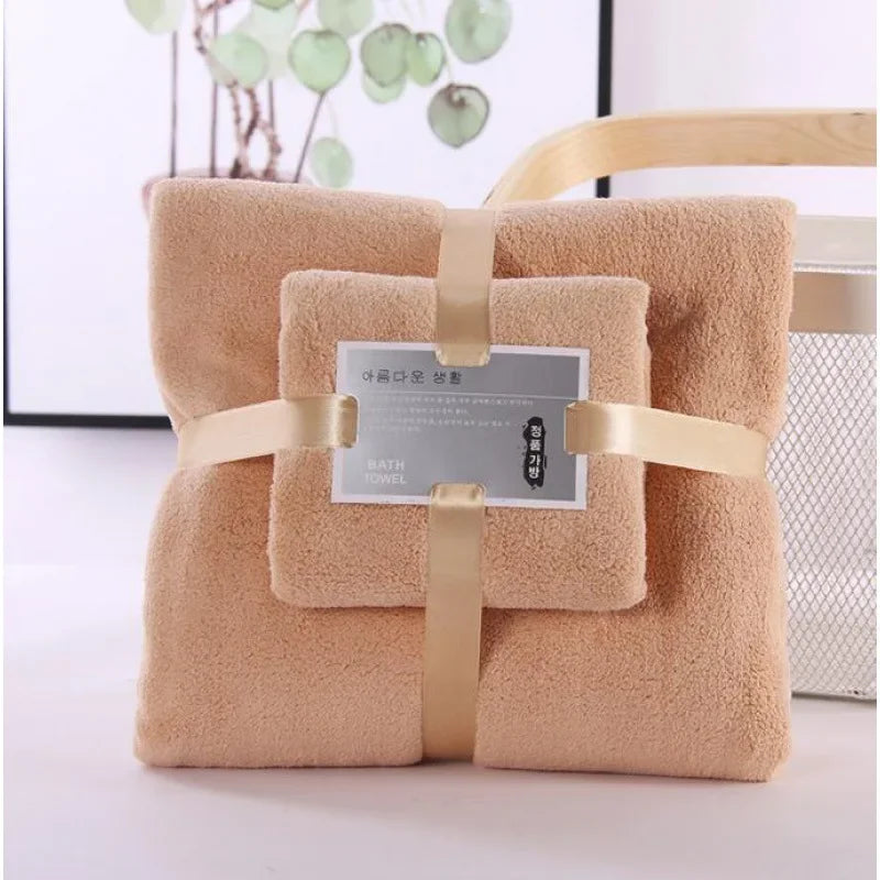 2PC Bath Towels Set Super Soft Highly Absorbent Quick-drying Coral Velvet Bath Towel For Adults Hotel & Spa Use Luxlife Brands