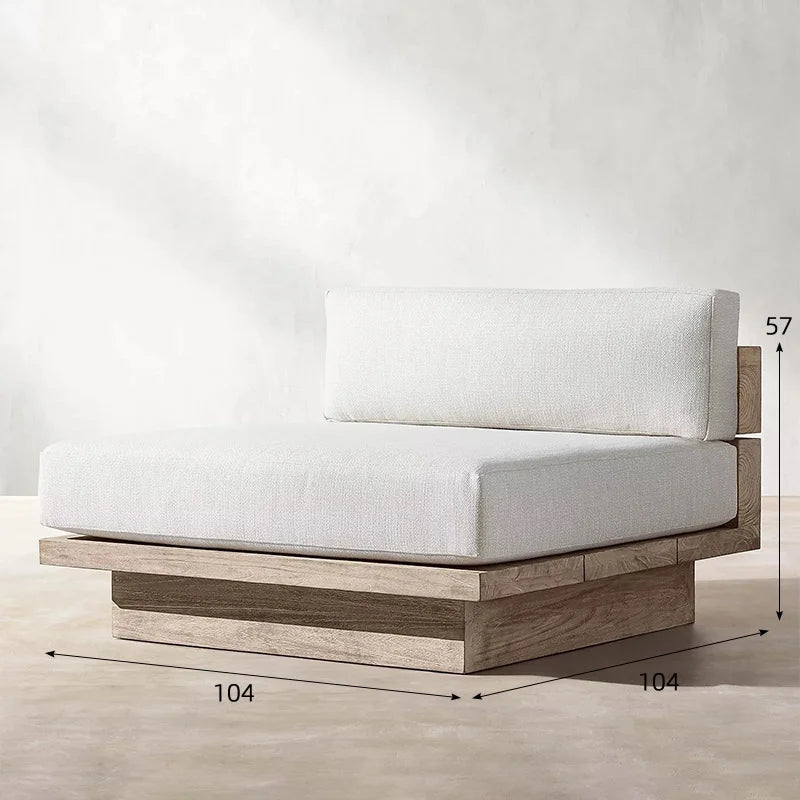 Outdoor Sofa, Creative Garden Courtyard Teak Furniture, Waterproof and Sun-proof, Outdoor Open-air Sofa Set