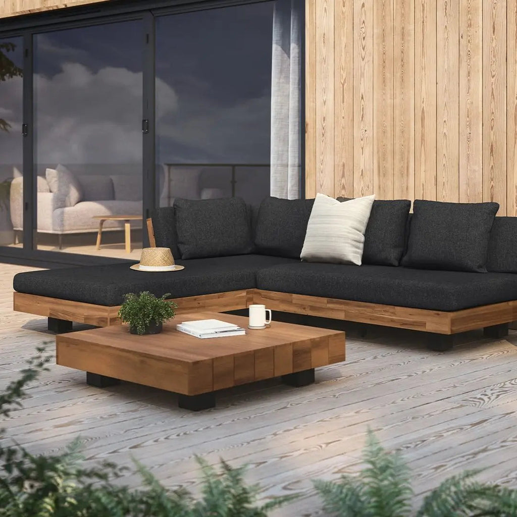 Nordic Hotel Villa Outdoor Sofas Garden Furniture Waterproof PE Hotel Villa Garden Rattan Aluminum Teak Wood Sectional Sofa Set Luxlife Brands