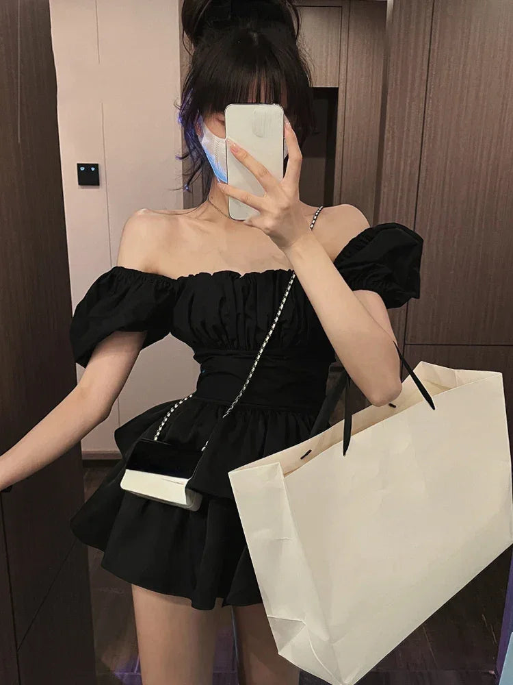 2022 White Sexy Backless Mini Dress Women Korean Fashion Casual Elegant Party Dress Female Ruffle Kawaii Lolita Party Y2k Dress