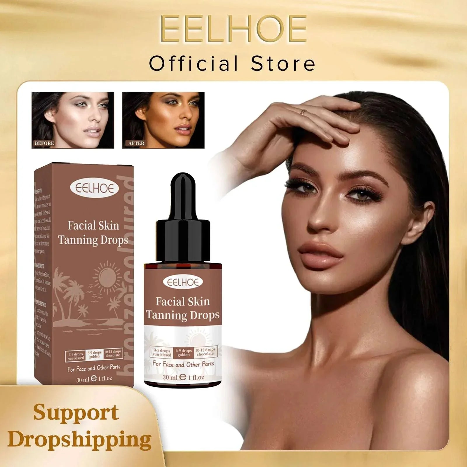 Fake Tan Serum Sunless Tanning Booster Prevent Sunburn Dark Brown Body Bronzer Long Lasting Outdoor Sunbath Self Tanning Drops