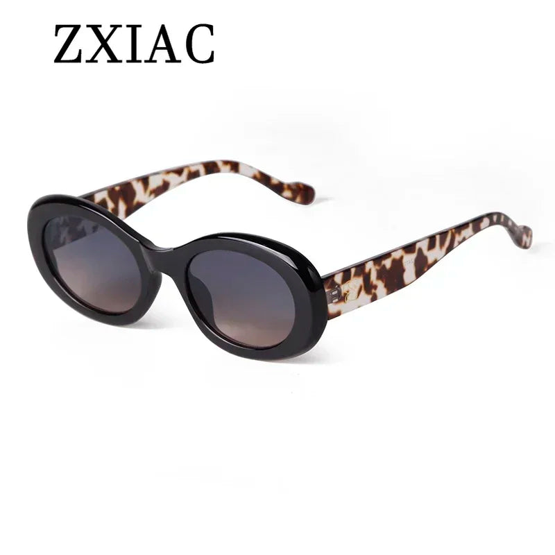 ZXIAC Fashion Oval Frame Sunglasses Women Brand Luxury Designer 90s Vintage Sun Glasses for Men Grey Lens Eyewear UV400 Shades