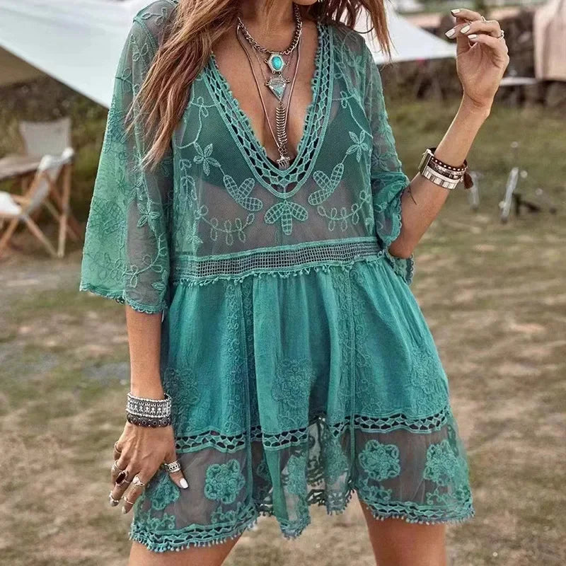Boho Beach Tunic Dress LUXLIFE BRANDS