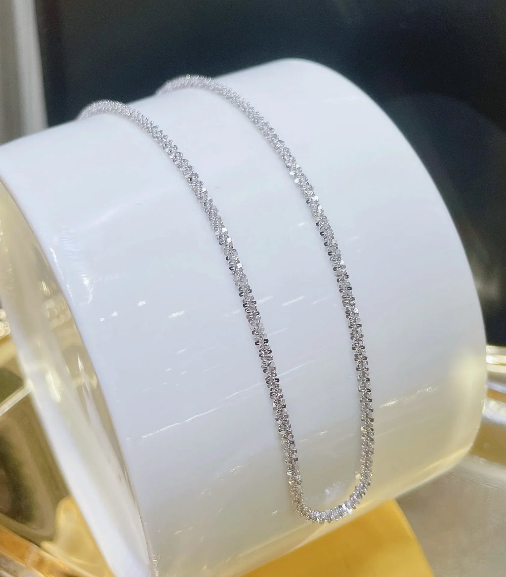 Genuine  Italian S925 Sterling Silver Necklace Sparkling Clavicle Chain Sweater Chain High Jewelry for Woman Fine Jewelry Gifts LUXLIFE BRANDS