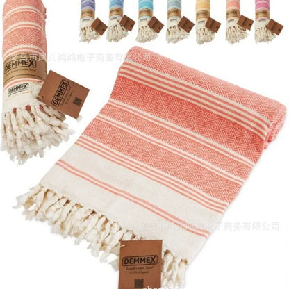 Summer Classic Popular 190x100CM Diamond Shape Lightweight Sand-free Turkish Jacquard Beach Towel Beach