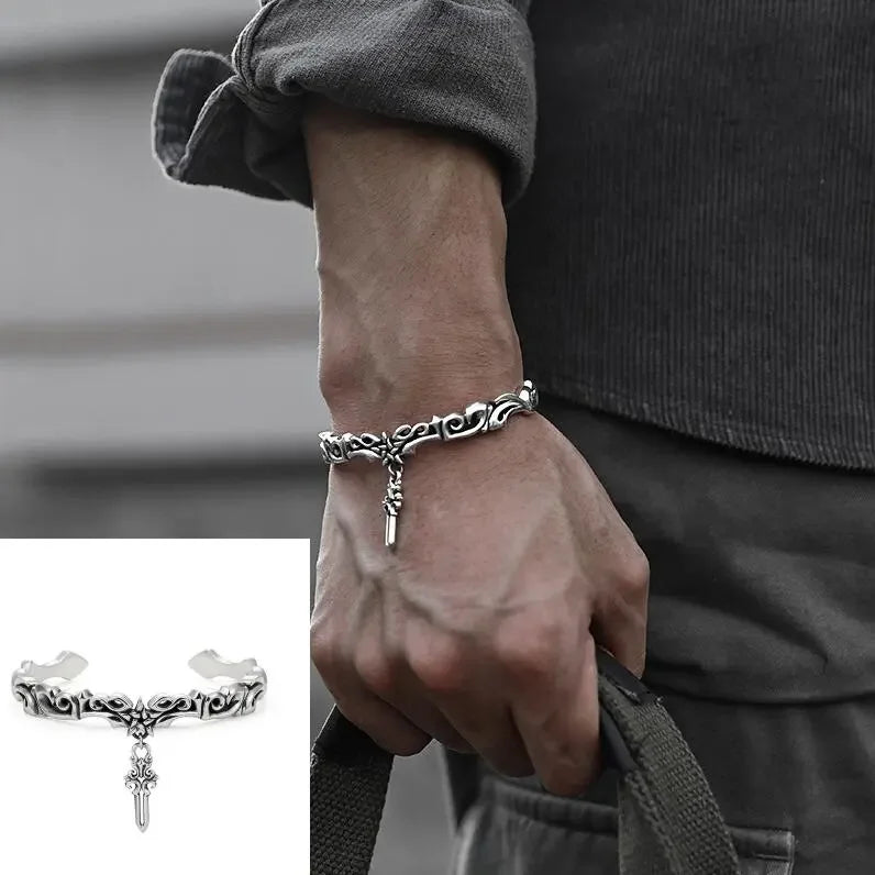 Silver Color Feather Cuff Bracelet for Men Women Vintage Adjustable Bracelet Bangle Fashion Jewelry - LUXLIFE BRANDS