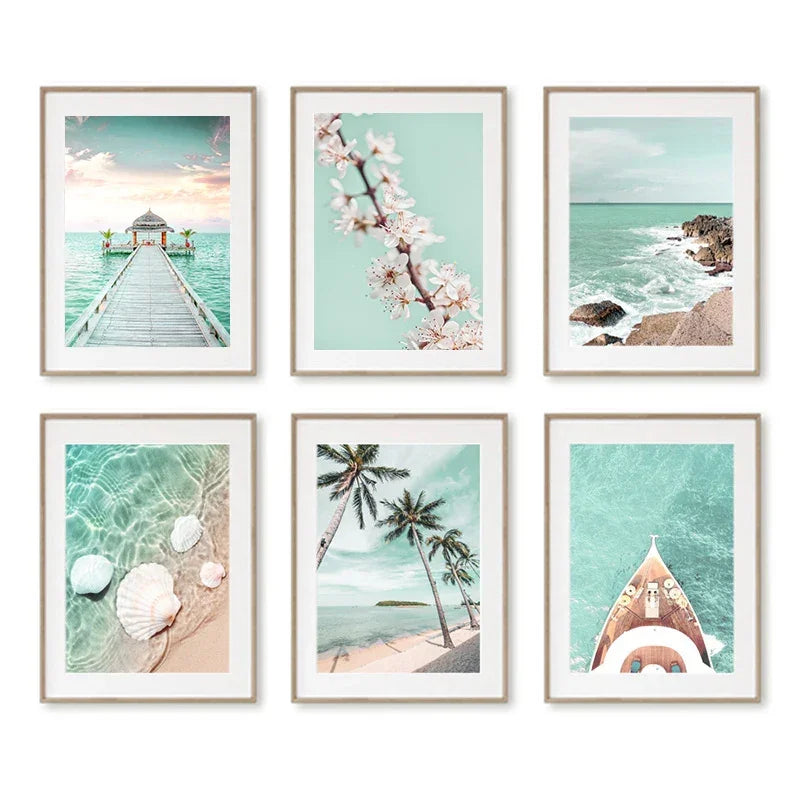 Turquoise Maldives Summer Sea Beach Coconut Tree Wall Posters and Prints Canvas Painting Landscape Picture for Living Room Decor Luxlife Brands
