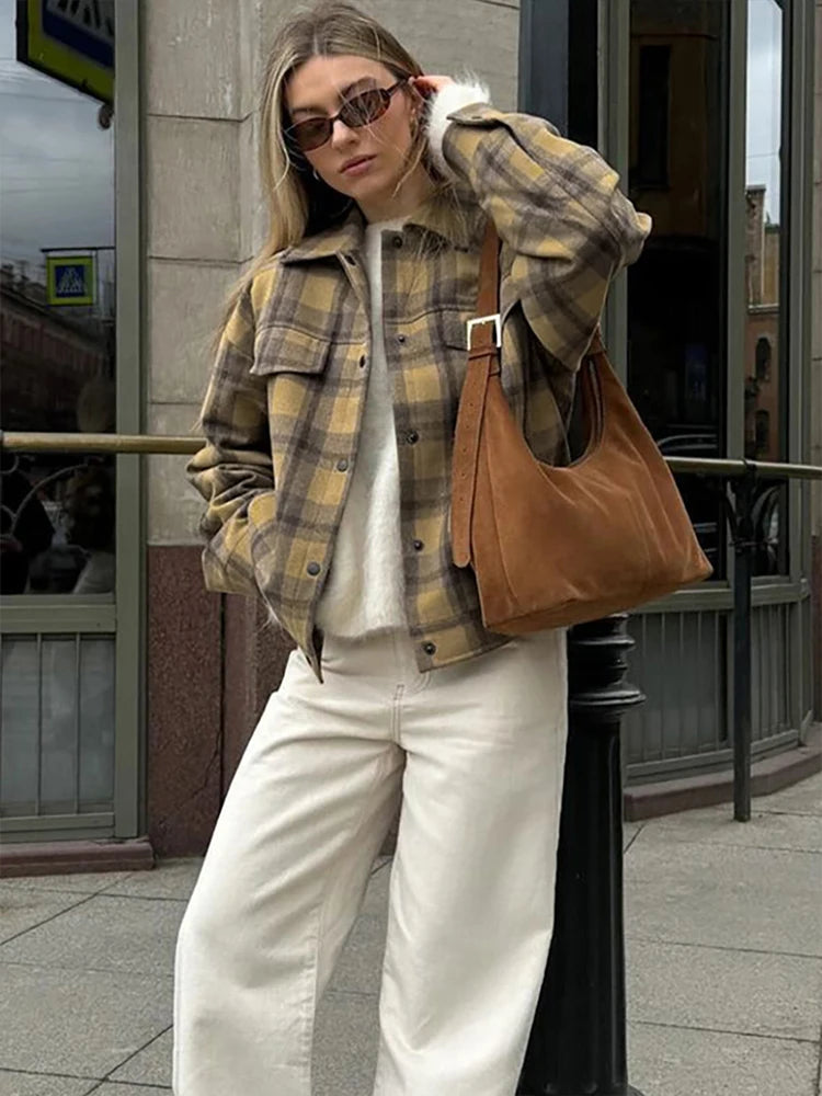 Autumn Wool Plaid Jacket