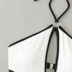 Sexy White Backless Swimwear Women 2024 One Piece Swimsuit Hollow Out Monokini Bathing Suit String Halter Swimming Wear Bather Luxlife Brands