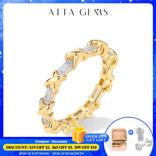 ATTAGEMS Moissanite Diamond Rings for Women Men D VVS1 Color Rectangle Cut S925 Sterling Silver Stackable Rings Wedding  Jewelry Luxlife Brands