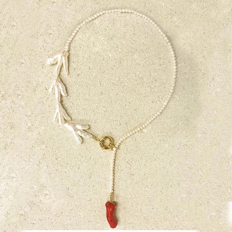 Boho Fashion Gold-Color Shell Necklace Natural Pearl Handmade Beautiful Necklace Women Baroque Jewelry Charm Statement Best Gift