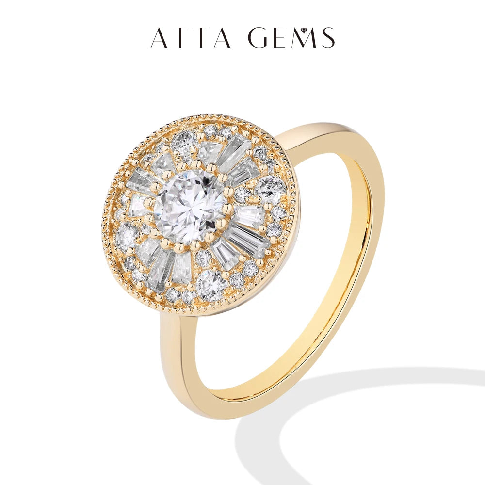 ATTAGEMS Round Cut 0.5CT Full Moissanite Ring DVVS1 Real 925 Sterling Silver for Women Engagement Fine Jewelry Shipping From USA Luxlife Brands
