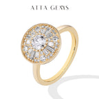 ATTAGEMS Round Cut 0.5CT Full Moissanite Ring DVVS1 Real 925 Sterling Silver for Women Engagement Fine Jewelry Shipping From USA Luxlife Brands