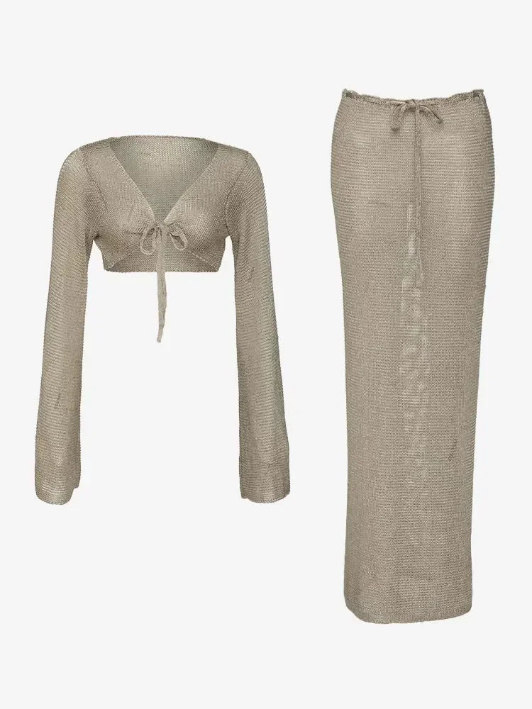 Electra Gold Knit Resort Skirt Set Luxlife Brands
