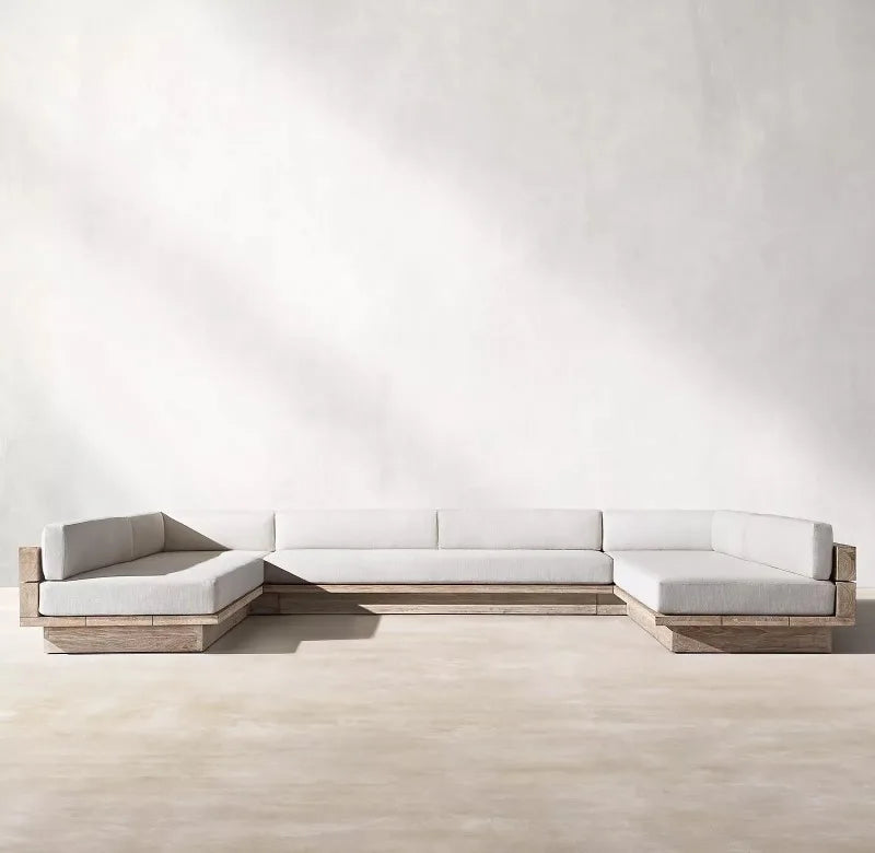 Outdoor Sofa, Creative Garden Courtyard Teak Furniture, Waterproof and Sun-proof, Outdoor Open-air Sofa Set