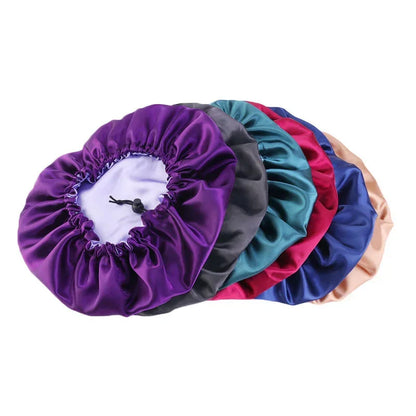 Reversible Satin Hair Caps Bonnets Double Layer Adjust Headwear Curly Hair Cover Hat For Sleeping Women Styling Accessories LUXLIFE BRANDS