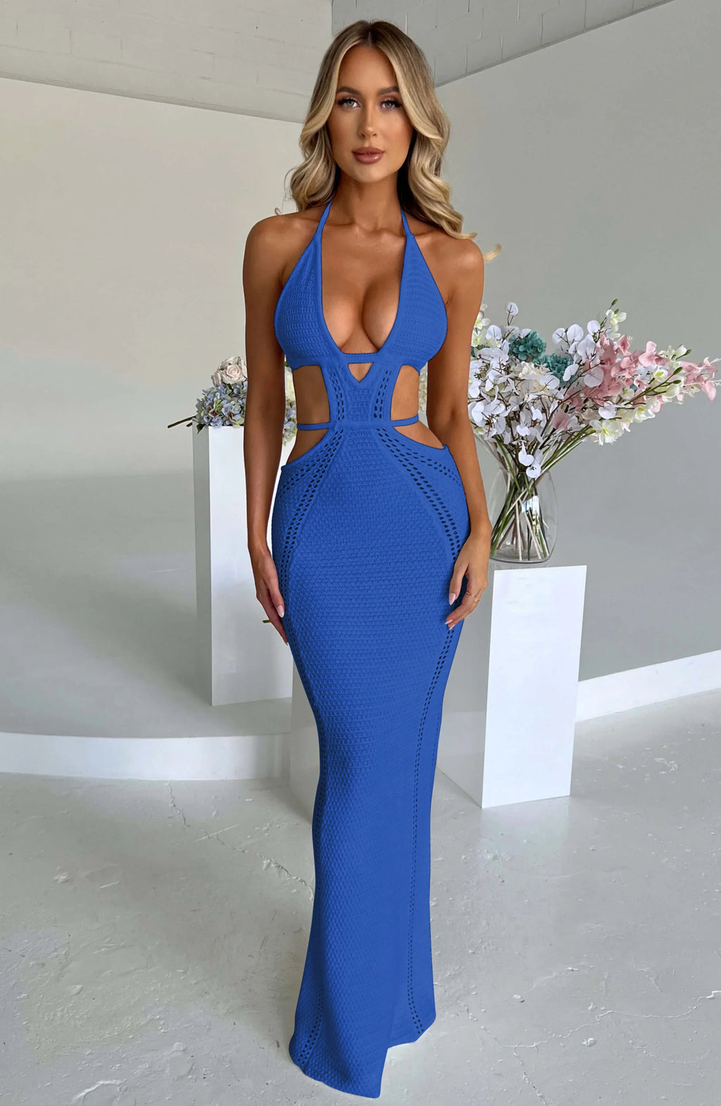 Mykonos Halter Midi Pool Dress