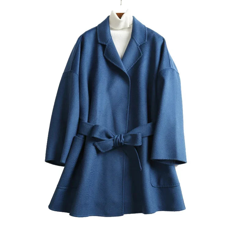 Brand high-end water corrugated double face cashmere coat Women 2022 loose lapel winter wool coat jacket LUXLIFE BRANDS