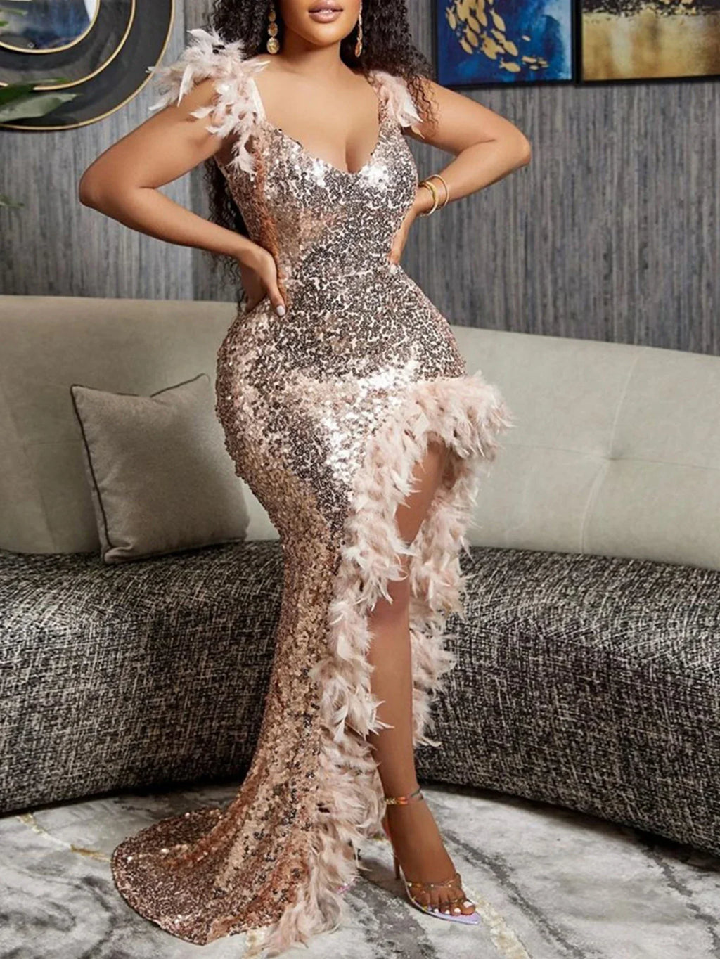 Sequin Maxi Bodycon Birthday Party Dress