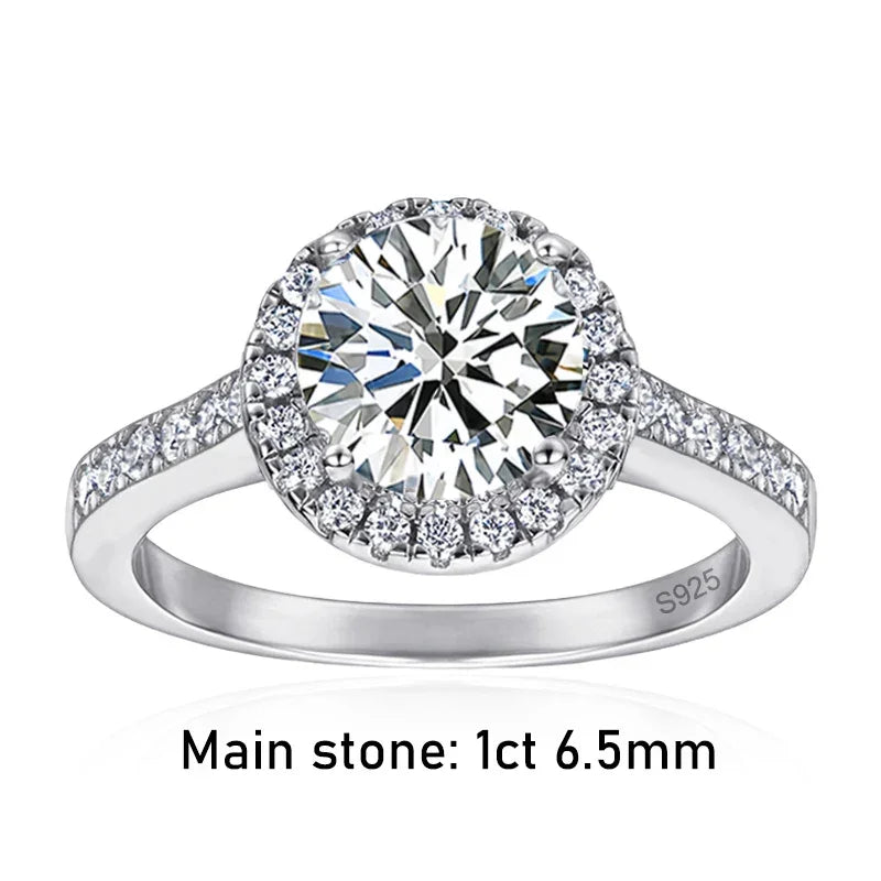 Tezzc 2ct Moissanite Halo Engagement Ring For Women S925 Sterling Silver Wedding Rings With certificate Fine Jewelry Wholesale