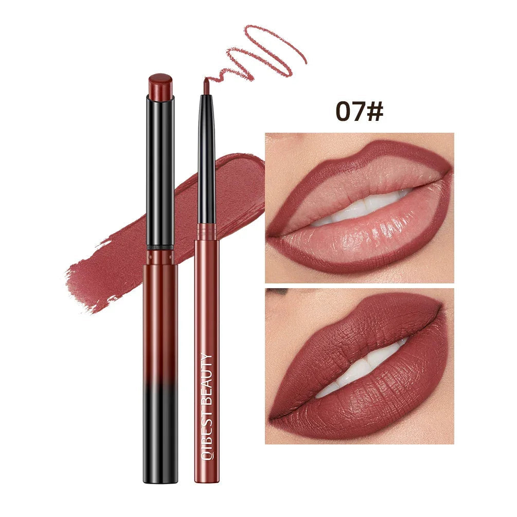QIBEST Lipstick Pencil Waterproof Sexy Red Nude Purple Matte Tint Lipstick Lasting Lip liner Pen Longlasting Makeup Cosmetics Luxlife Brands