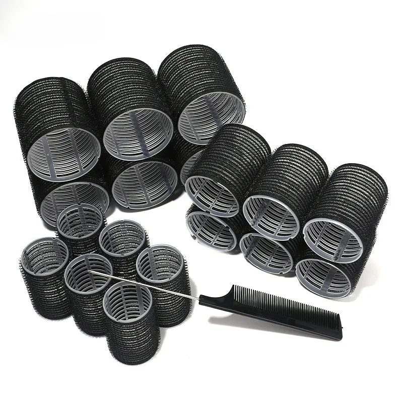 28pcs/Set Hair Roller Sets 18pcs Plastic Self Grip Hair Curlers 3 Sizes Hair Rollers 10pcs Metal Clips DIY Hairdressing Tools Luxlife Brands