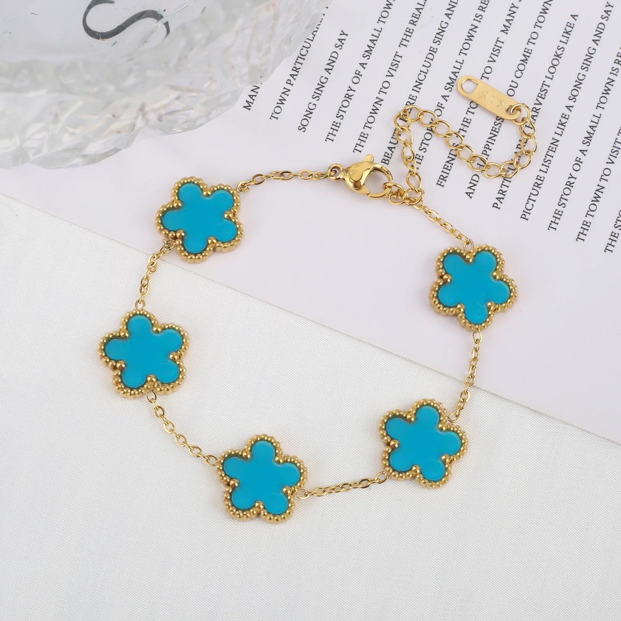 Classic Stainless Steel Hot Selling Golden Clover Adjustable Bracelet Luxury Five Leaf Flower Bracelet Jewelry For Women Gift Luxlife Brands