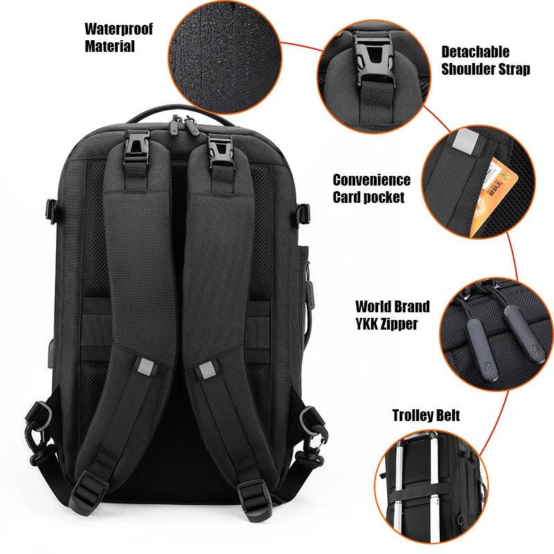17.3 Inch 2 in 1 Backpack Bag 60L Carry On Travel Bag Luxlife Brands