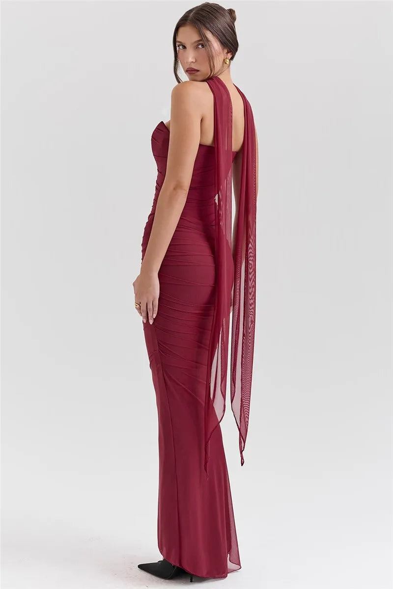 Elegant Wine Strapless Maxi Skirt Set Luxlife Brands