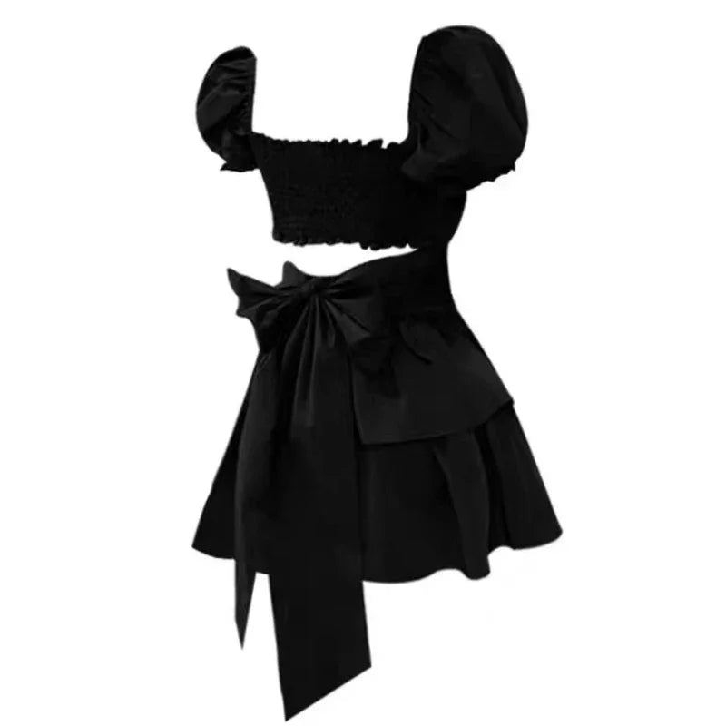 2022 White Sexy Backless Mini Dress Women Korean Fashion Casual Elegant Party Dress Female Ruffle Kawaii Lolita Party Y2k Dress