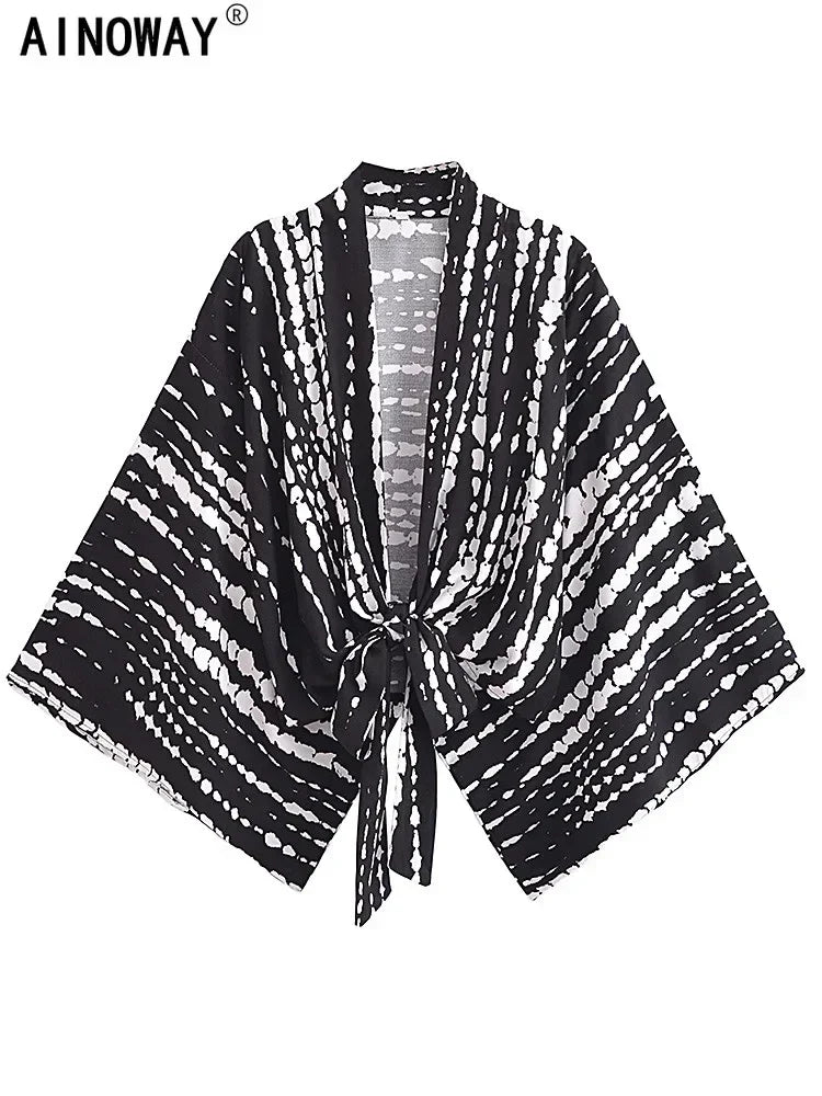 Vintage Boho Kimono Short Robe