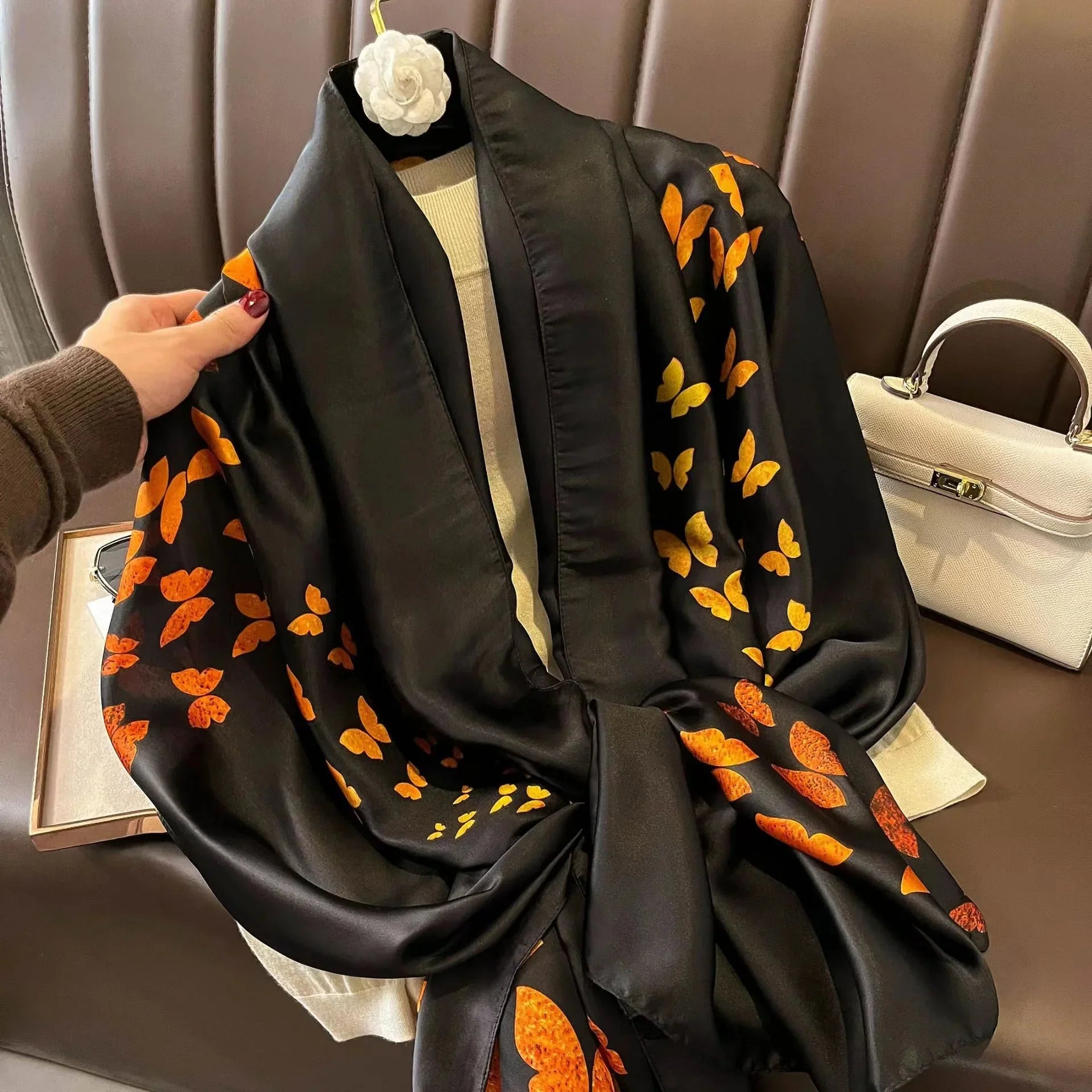 180*90cm Luxury Brand Spring Summer Autumn Women Clothing New Fashion Color matching printed silk scarf lady popular turba