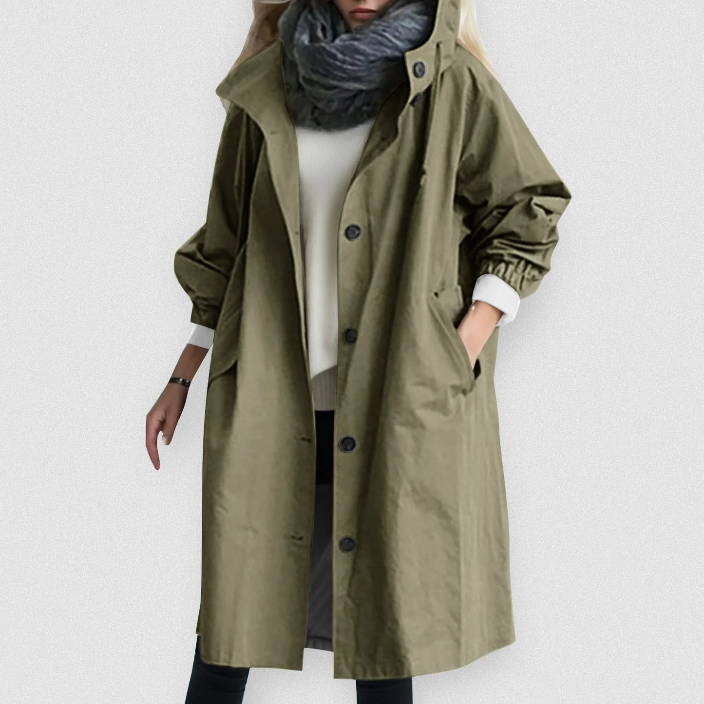 2023 Women Fashion Trench Coat Spring Autumn Casual Hooded Medium Long Overcoat Loose Windproof Coat Korean Trendy Large Size LUXLIFE BRANDS