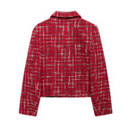 HH Women Fashion Red Texture Skirt Sets Single Breasted Lapel Jacket Coat Side Zipper Shorts Skirts High Street Lady Outfit Luxlife Brands