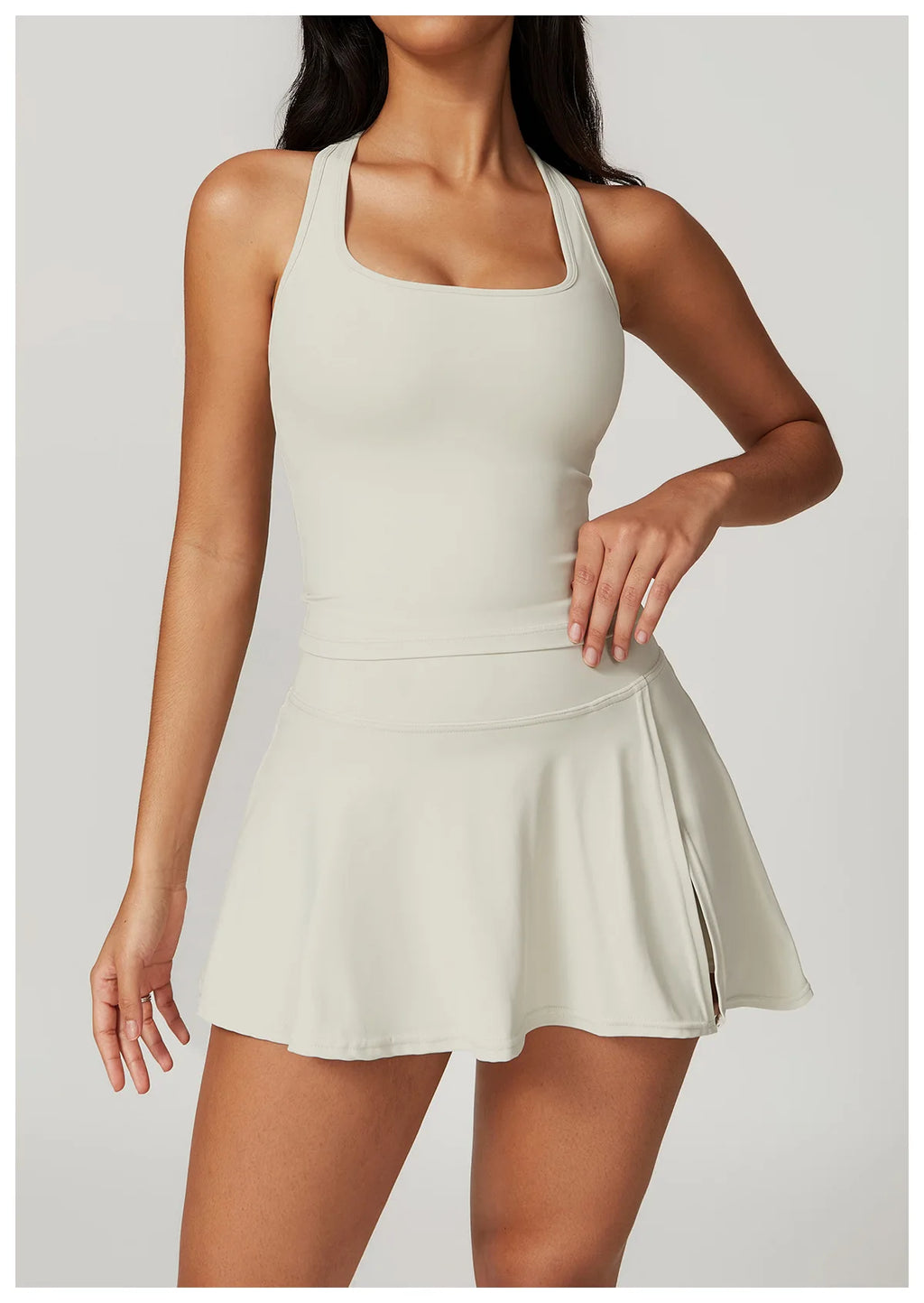 2 Pieces Yoga Suit Naked Feel Gym Set Women Sportswear Workout Clothes High Waist Yoga Short Skirt Fitness Leggings Sports Bra