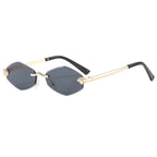 Trendy Rimless Polygonal Sunglasses Stylish Gradient Lens Metal Shades Eyewear Luxury Brand Small Rhombus Vintage Sun Glasses Luxlife Brands