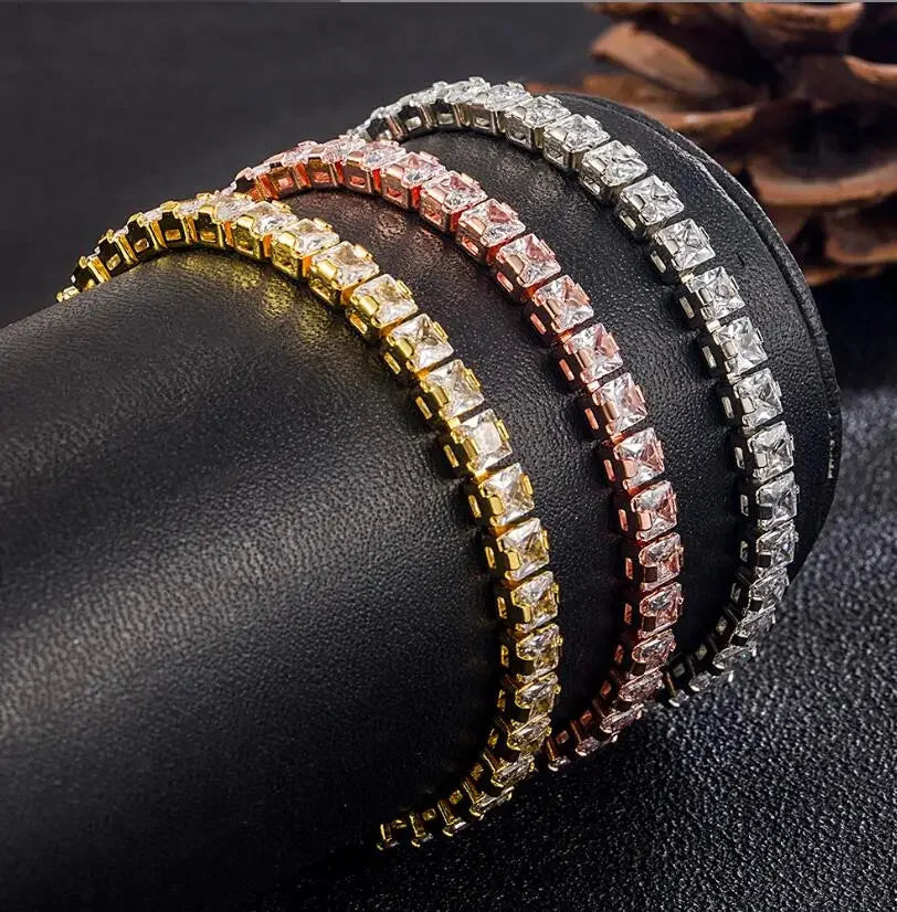 Double Row Moissanite Tennis Bracelet 3mm White Gold Plated Sterling Silver Lab Diamond with GRA Bracelet For Women Men Luxlife Brands