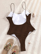 Miyouj Solid Color Swimwear Women's Swimsuit Bandage One Piece Suit High Waist Beachwear High Cut Bathsuit Hollow Out Swimsuits Luxlife Brands