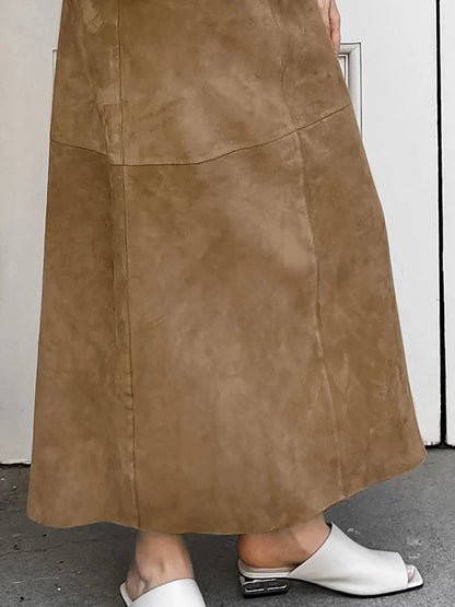 Autumn Maxi Suede Skirt