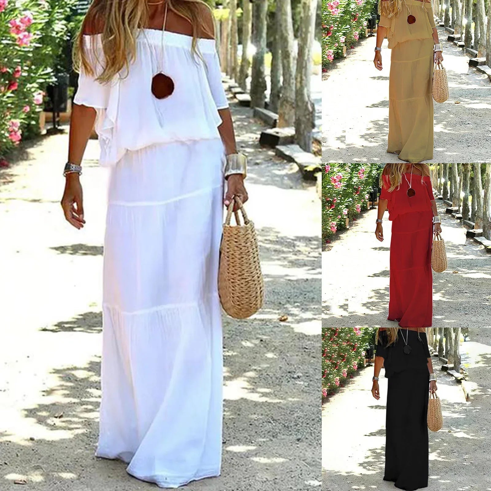 Chic Off The Shoulder Maxi Dress LUXLIFE BRANDS