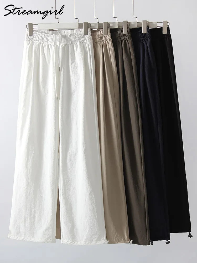 White Sweatpants For Women High Waist Loose Joggers Straight Trousers Female Black Spring Summer Casual Woman Long Pant Wide Leg