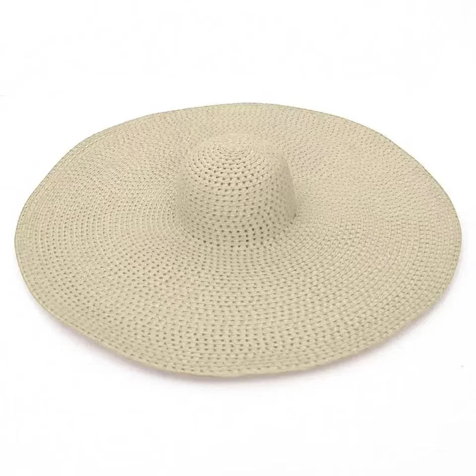 70cm Oversized Wide Brim Sun Hat Travel Large UV Protection Beach Straw Hats Women's Summer Floppy Foldable Chapeaux Wholesale