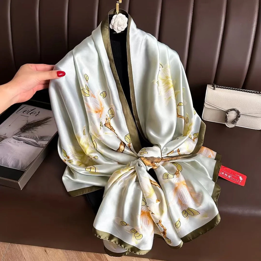 180*90cm Luxury Brand Spring Summer Autumn Women Clothing New Fashion Color matching printed silk scarf lady popular turba