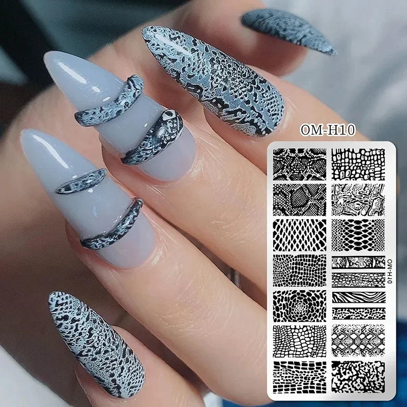 Snake Leopard Nail Templates Flower Leaf Heart Lace Pattern Nail Stamper Stencil Plates For Women Girls DIY Manicure Accessories LUXLIFE BRANDS