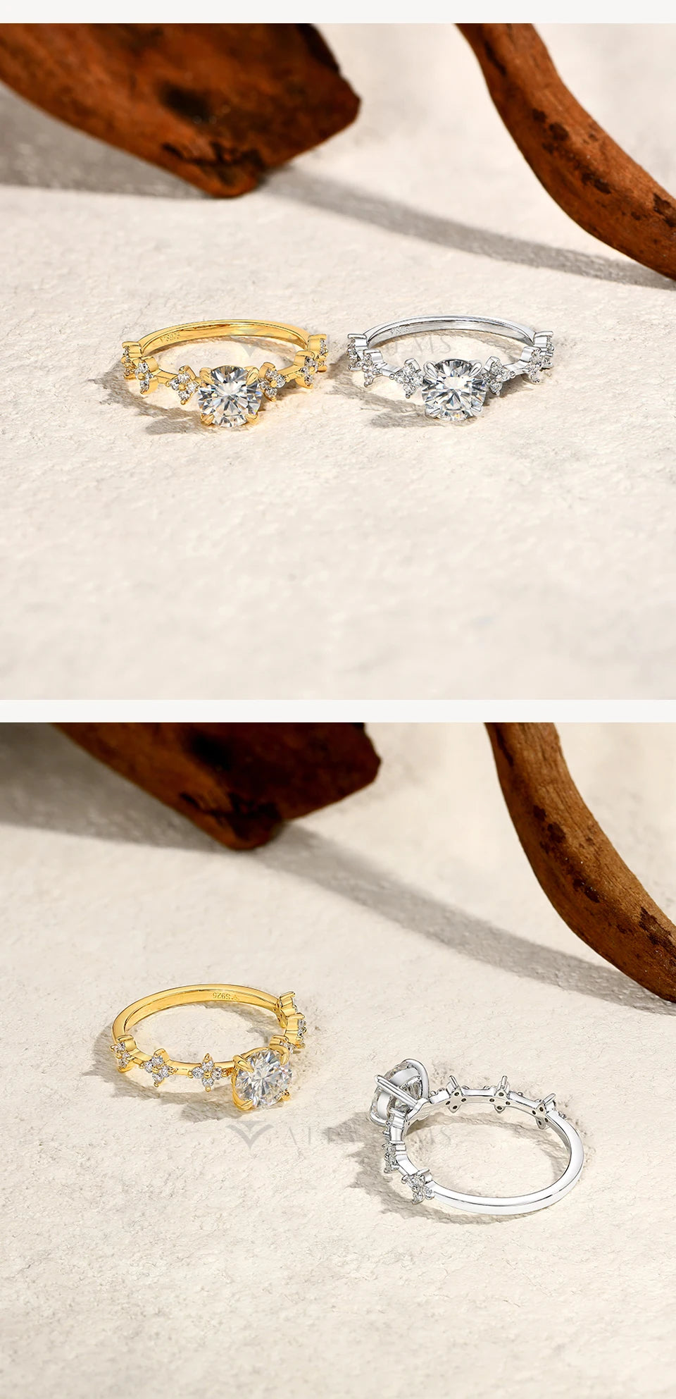 ATTAGEMS New Moissanite Ring for Women Four claws s925 Silver Rings Yellow Gold Plated Classic Anniversary Jewelry Free Shipping Luxlife Brands