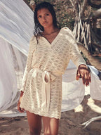 Brickell Bell Sleeve Belted Beach Mini Dress Luxlife Brands