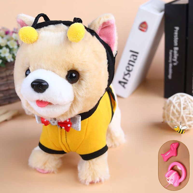 Robot Dog Sound Control Interactive Dog Electronic Toys Plush Puppy Pet Walk Bark Leash Teddy Toys For Children Birthday Gifts