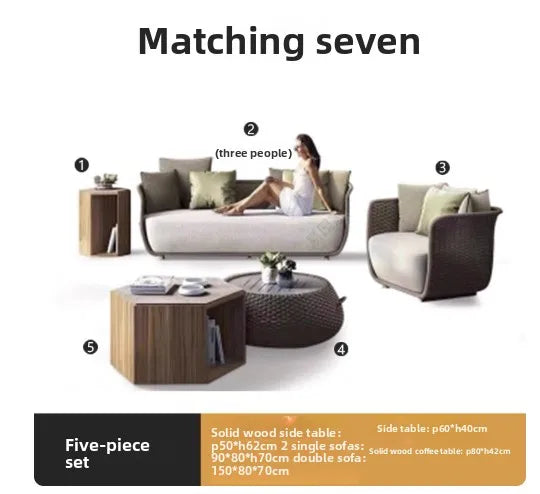 Italian Style Modern Luxury Waterproof Outdoor Rattan Garden Sofa Set For Hotels And Villas For Courtyard Luxlife Brands