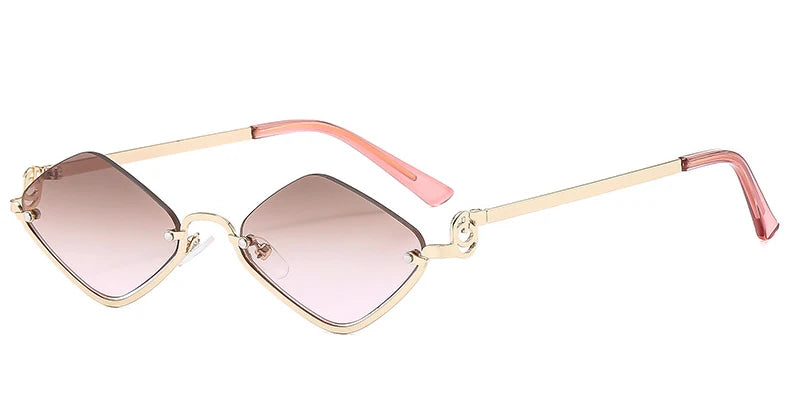 Fashion Small Polygonal Sunglasses Women Brand Metal Half Frame Glasses Ladies Hipster Sexy Cat Eye Shades Vintage